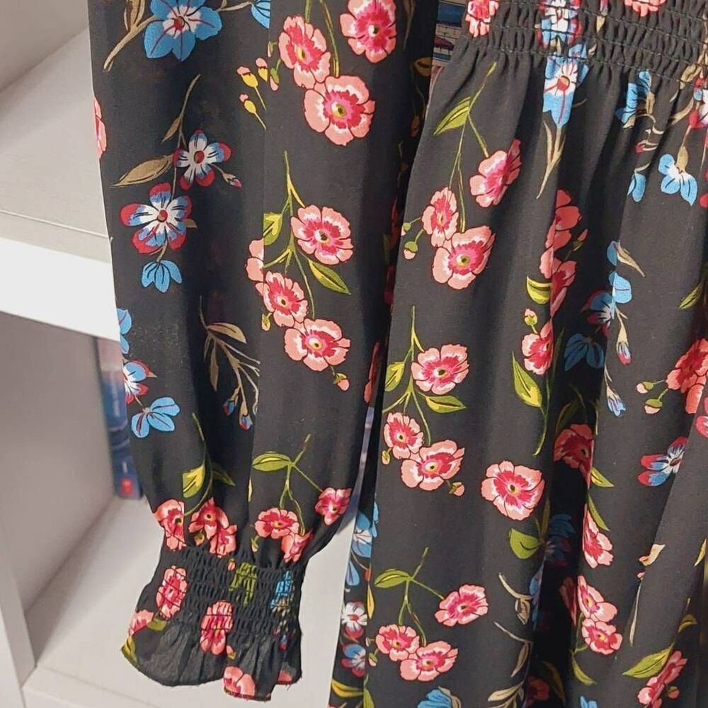 Kate Spade Meadow Floral Shift Dress Black Pink XXS NWOT - Picture 10 of 12